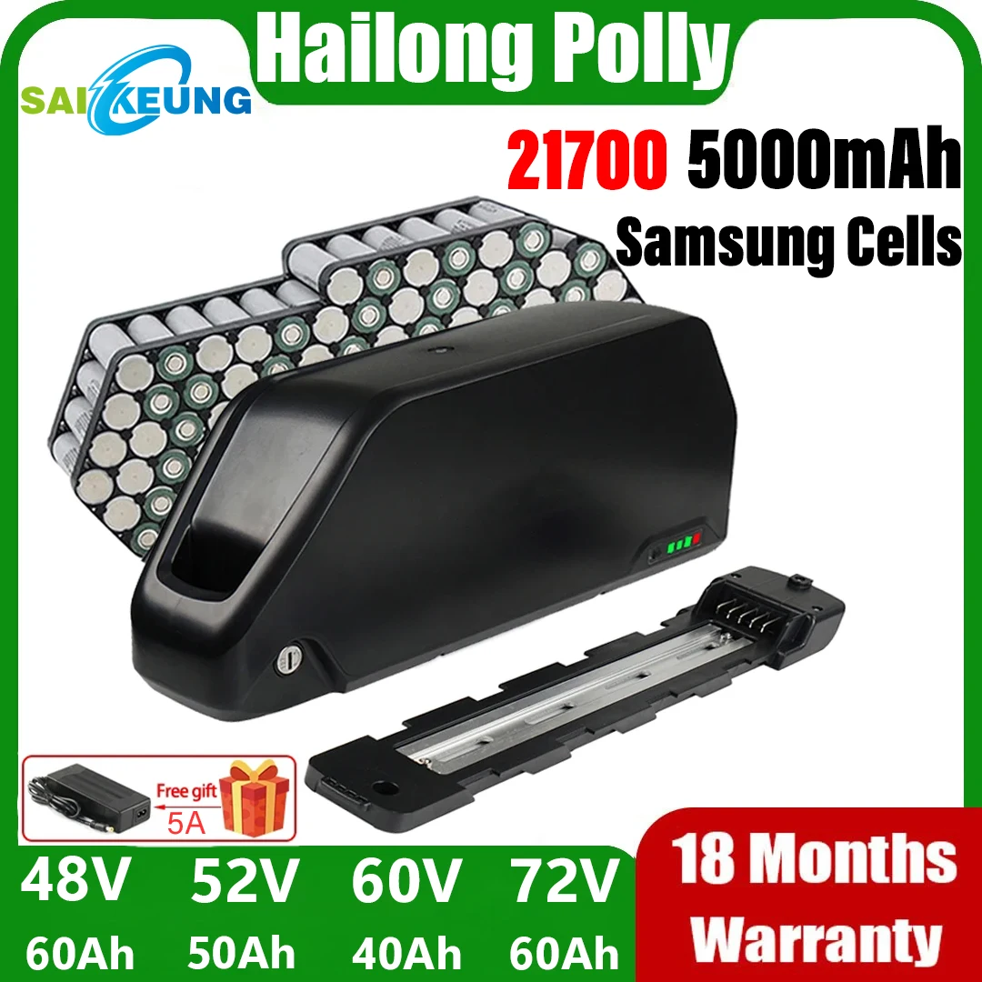 Original Hailong polly dp7 36v 48v 52v 60v 72v bateria 48v ebike 15ah 20ah 30Ah 40Ah 50AH 60AH batttery 500w-2000W 3000w Motor