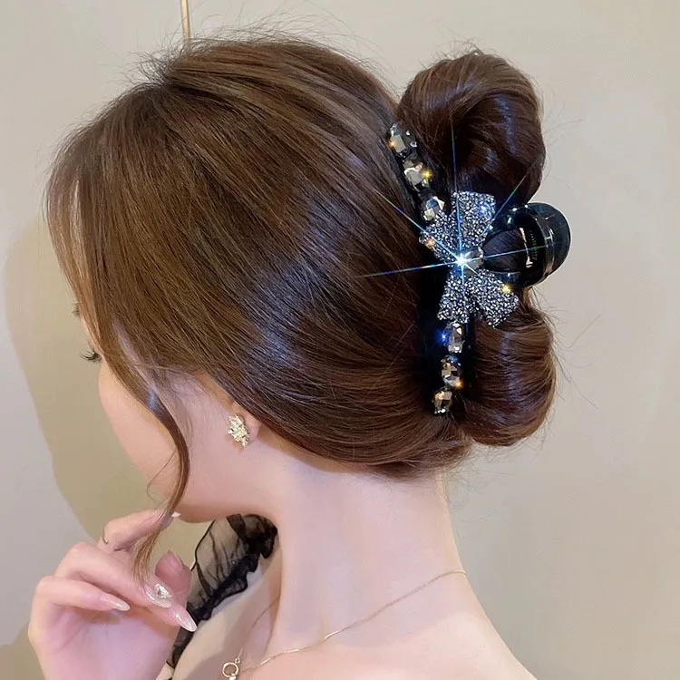Korean Crysta Big bow Crab hair clips for girls hairpin woman hairstyles for long hair clip barrettes tiaras Shiny accessories