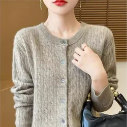 Woman Cardigans Autumn Winter O-neck Solid Sweater Long Sleeve Single Breasted Knit Cardigan Fashion soft Warm Korean Jumper
