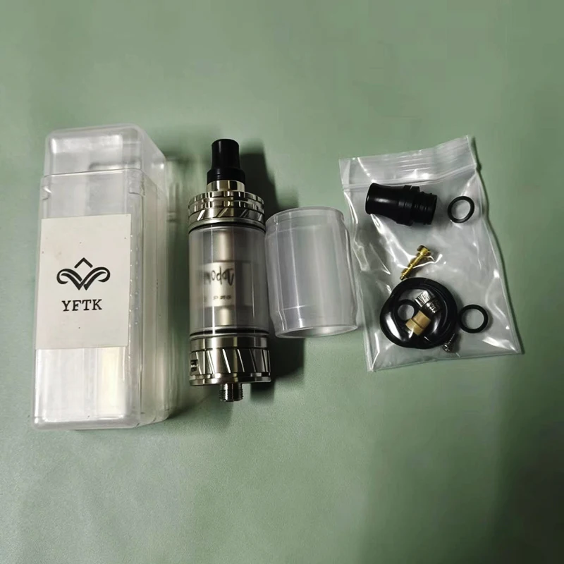 YFTK Penodat V.1 pro RTA Tam Set Yeniden Yapılabilir Atomizer 4ml/5.5ml 22mm/24mm MTL DL SS316 PEEK İzolatörler PC Dekoratif Yedek Parça