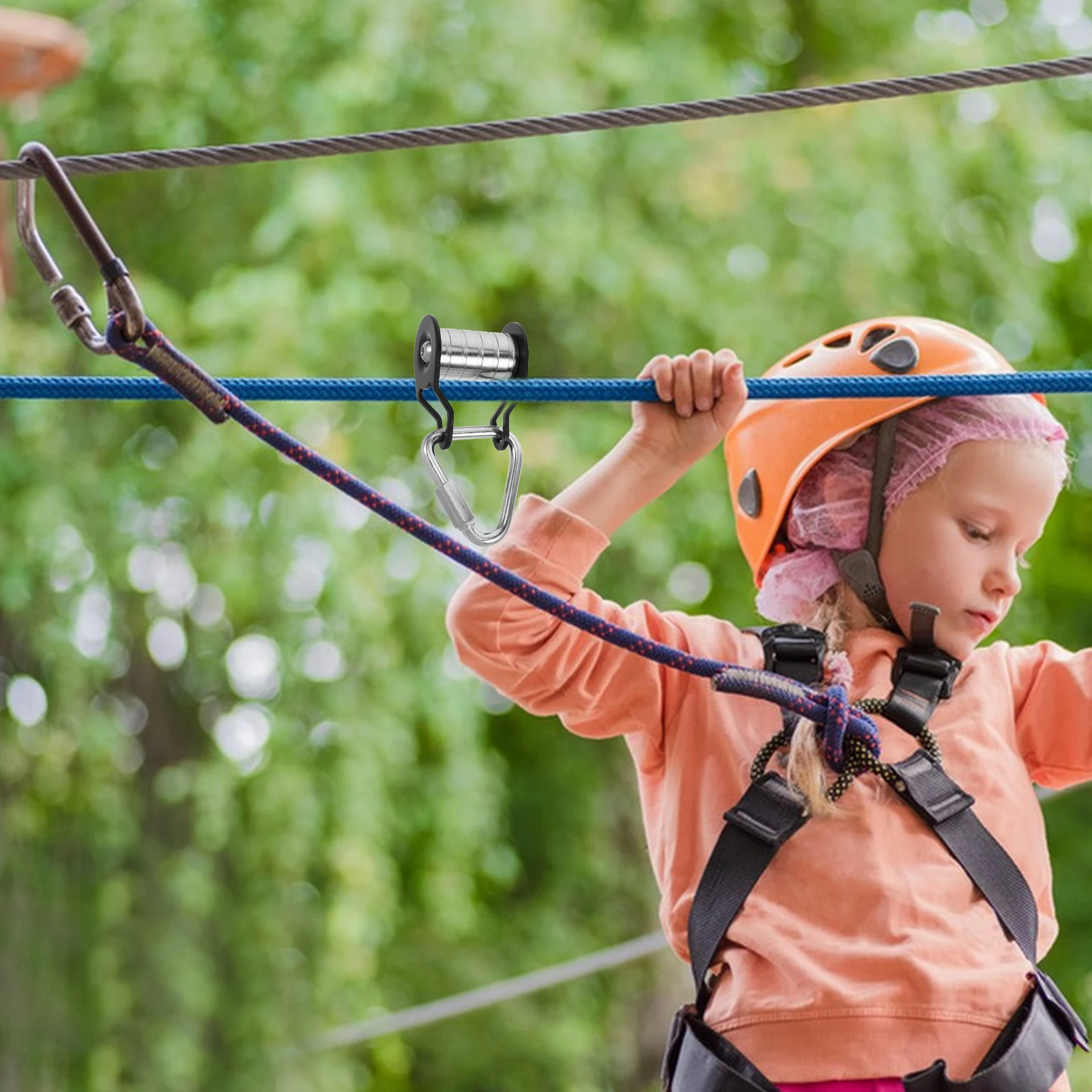

Zipline Pulley Kids for Backyard Rope Climbing Equipment Downhill Heavy Duty Black Child