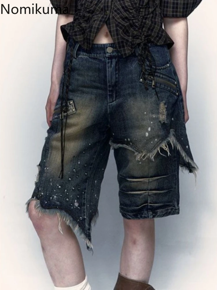 

Vintage Jeans Woman Streetwear Punk Wide Leg Pants Harajuku Fashion Summer Y2k Shorts Korean Casual Denim Pantalon Femme 63c984