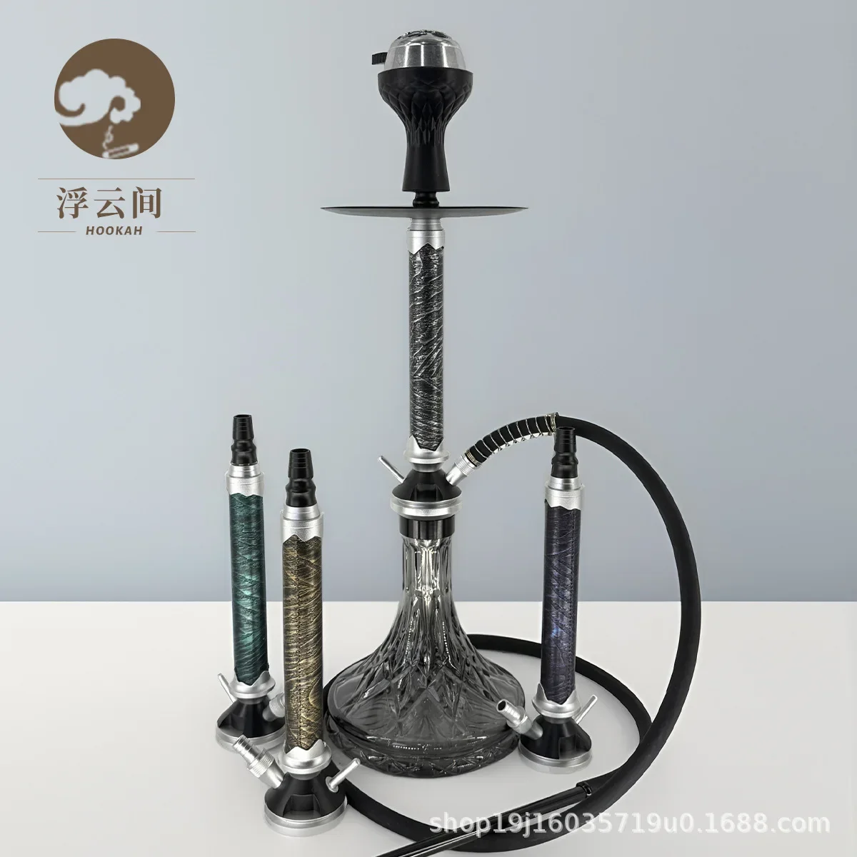 Shisha Hookah Set Aluminum Alloy Hookah With Glass Base Single Hose