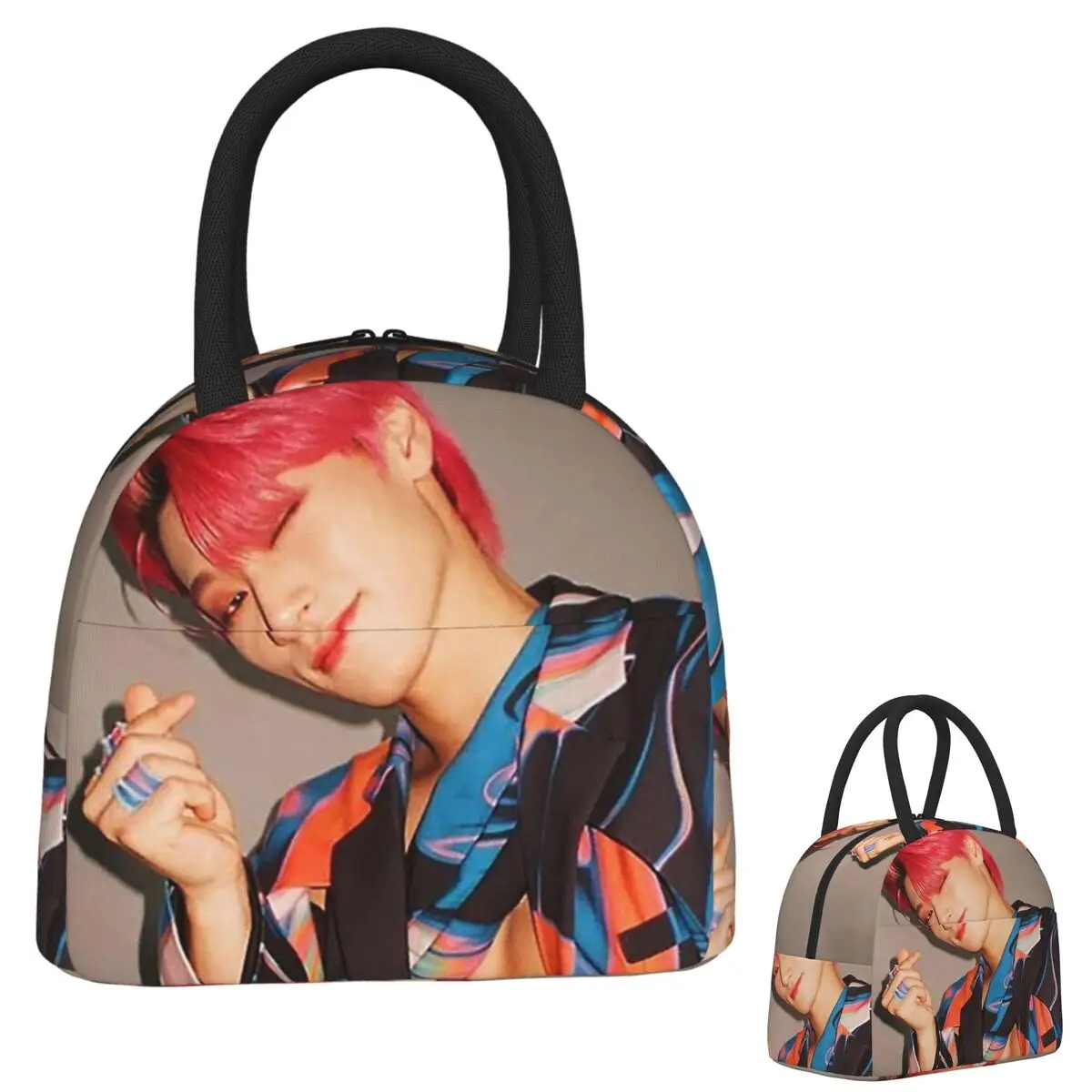 

Choi San Ateez Lunch Bags Insulated Bento Box Waterproof Lunch Tote Leakproof Picnic Bags Cooler Bag for Woman Children School