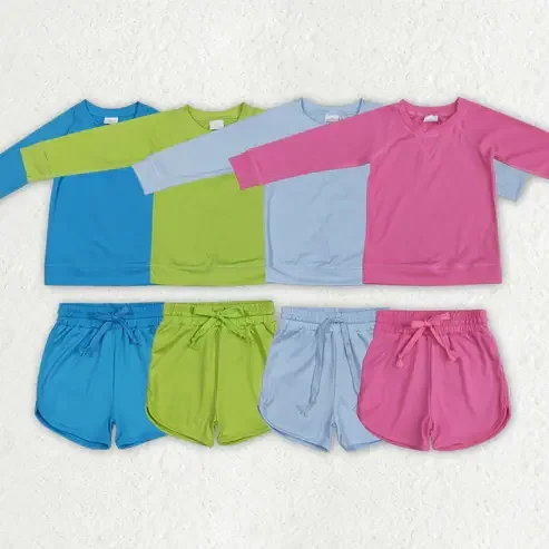 Baby Girls Hot pink Active Wear Athletic Summer Yoga Long Sleeve Top and Shorts Outfit