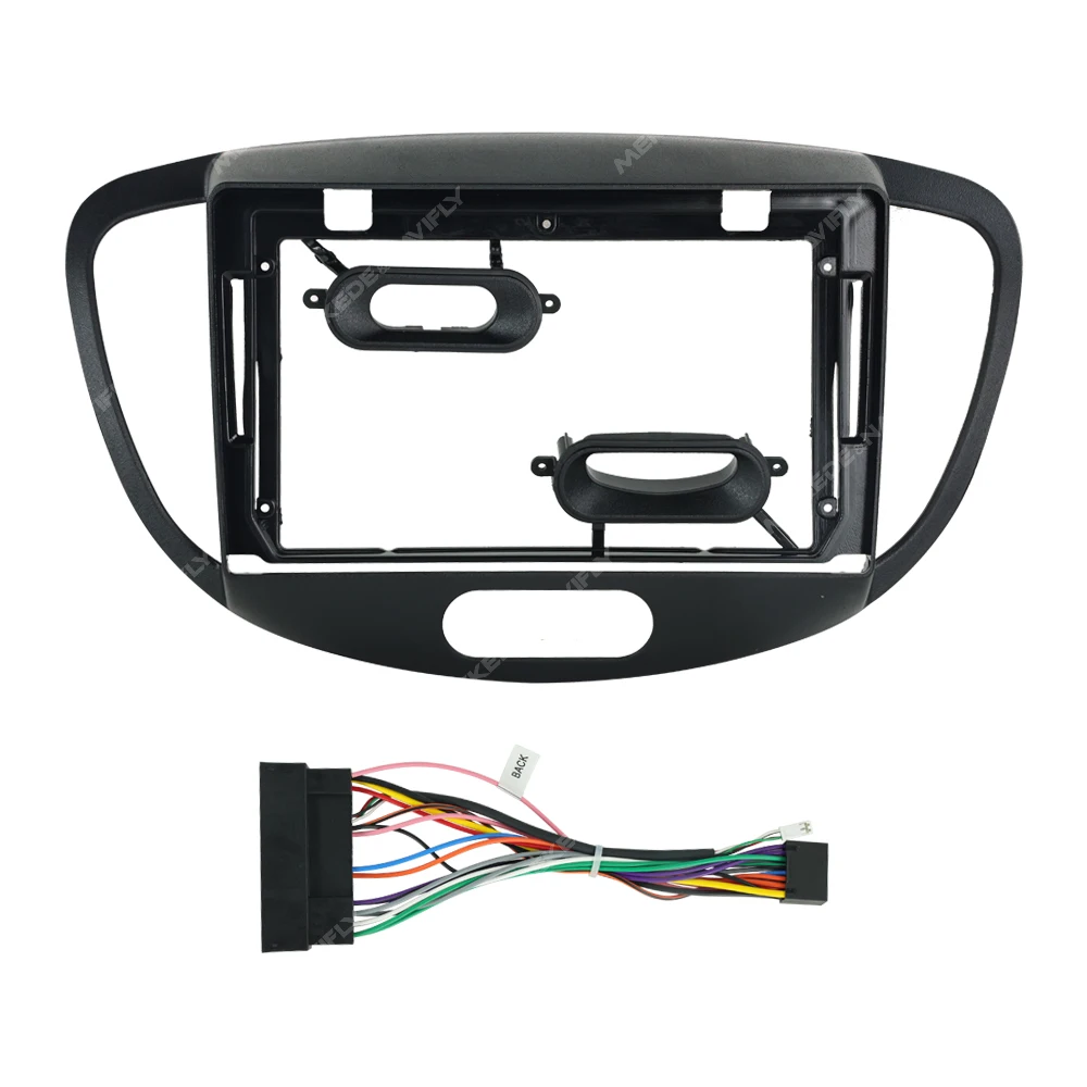 MEKEDE 9inch Car Radio Frame For Hyundai I10 2007-2013 Bezel Frame Mounting Panel Frame Cable Protocol Harness Fascia