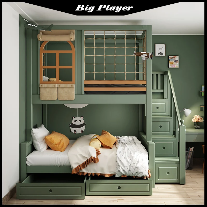 Children's Boy Bunk Bed Bunk Bed Solid Wood Two-Layer Bunk Princess Castle Tree House Bed