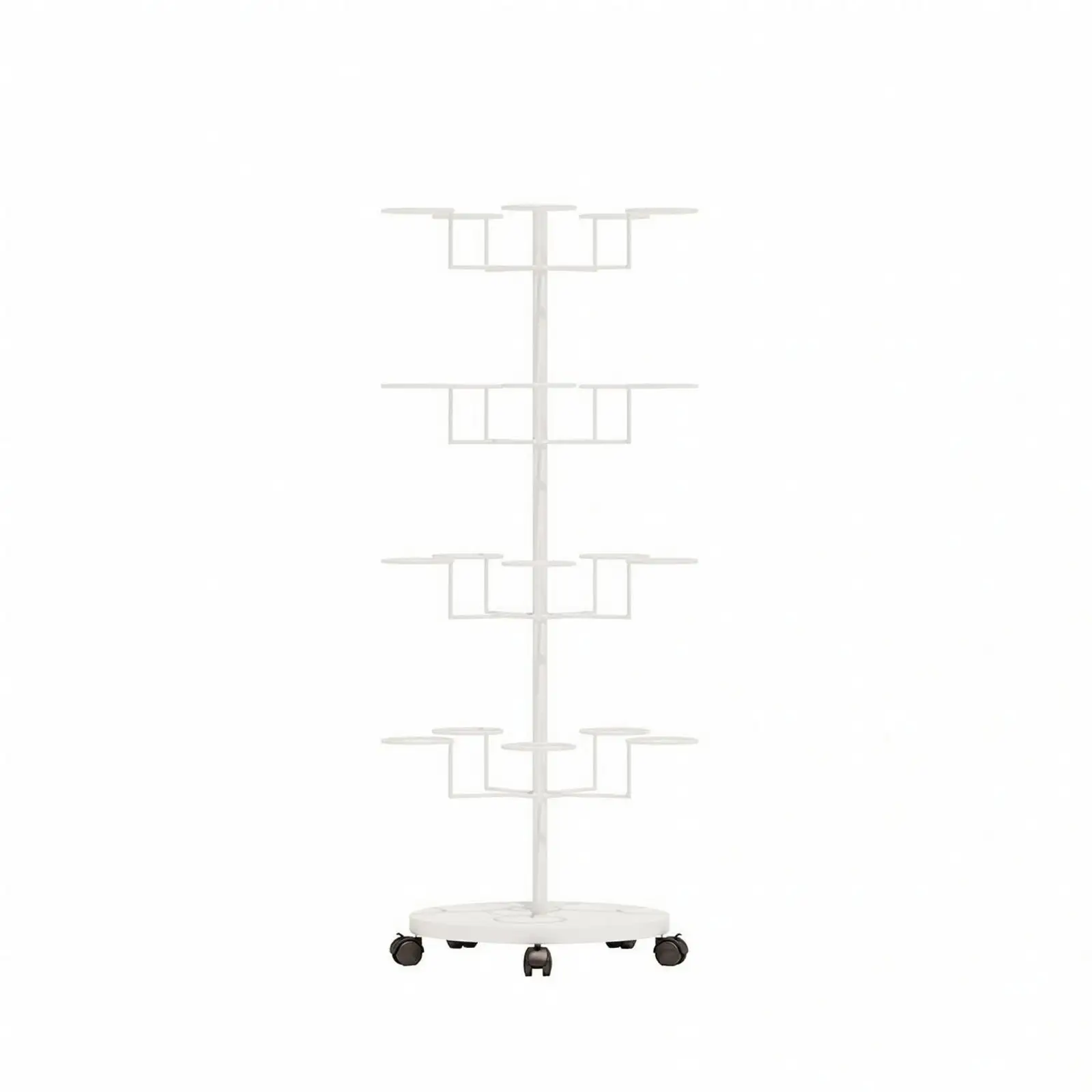 Metal Hat Display Rack with Casters Freestanding Storage Tower for Hats Coats and Retail Merchandise