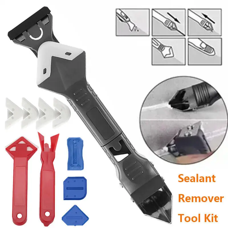 5 In 1 Silicone Sealant Remover Tool Kit Set DIY Scraper Caulking Mould Removal/