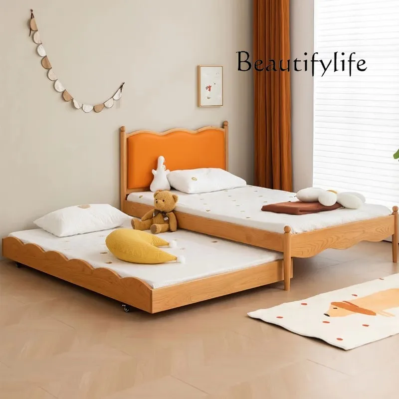 

North American cherry wood all-solid wood trailer, black walnut multi-functional pull-out retractable soft bag bed