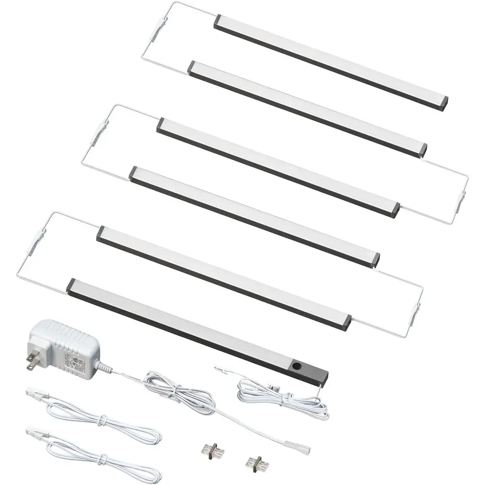 

6 Pcs 12-inch Led Under Cabinet Lighting Plug-in with Hand Wave, Dimmable 6000K Cold White Under Counter Lights Linkable with Me