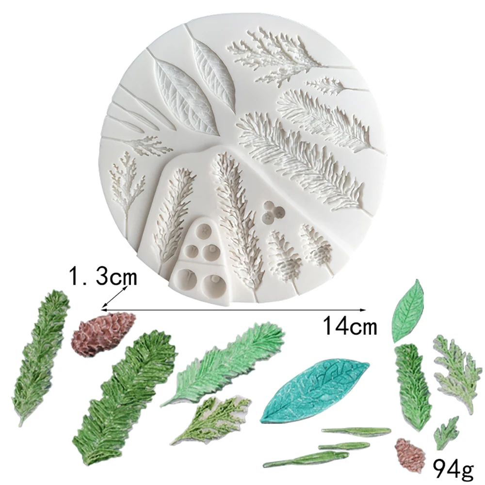 Silicone Sugarcraft Mold Leaf Foliage Christmas Tree Pineal Cone Resin Moulds Cupcake Fondant Cake Lace Baking Decoration Tools