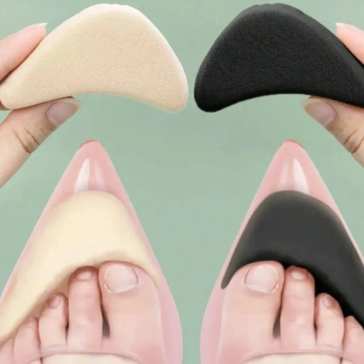 1Pair Neutral Foam Toe Caps Adjustable Trimmable Forefoot Half Insoles 4D Thick Heel Pads Breathable Sweat Wicking Deodorant Pain Relief Shoe Inserts For High Heels Sneakers Loose Large Size Shoes