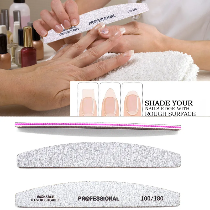 1/3Pcs/Lot Nail File Mix Color 80/100/150/180/240 Grit Professional Sandpaper Cuticle Remover Buffer Files Manicure Tool Set