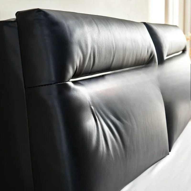 

Light luxury bedside cushions, black self adhesive tatami, remodeled wooden bed, high grade leather without bedside.