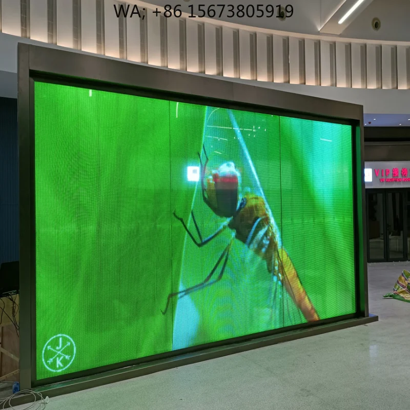 Indoor 2000cd High Brightness Flexible HD 90% Transparent LED Mesh Module 3D Soft Roll Glass Advertising Display Screen
