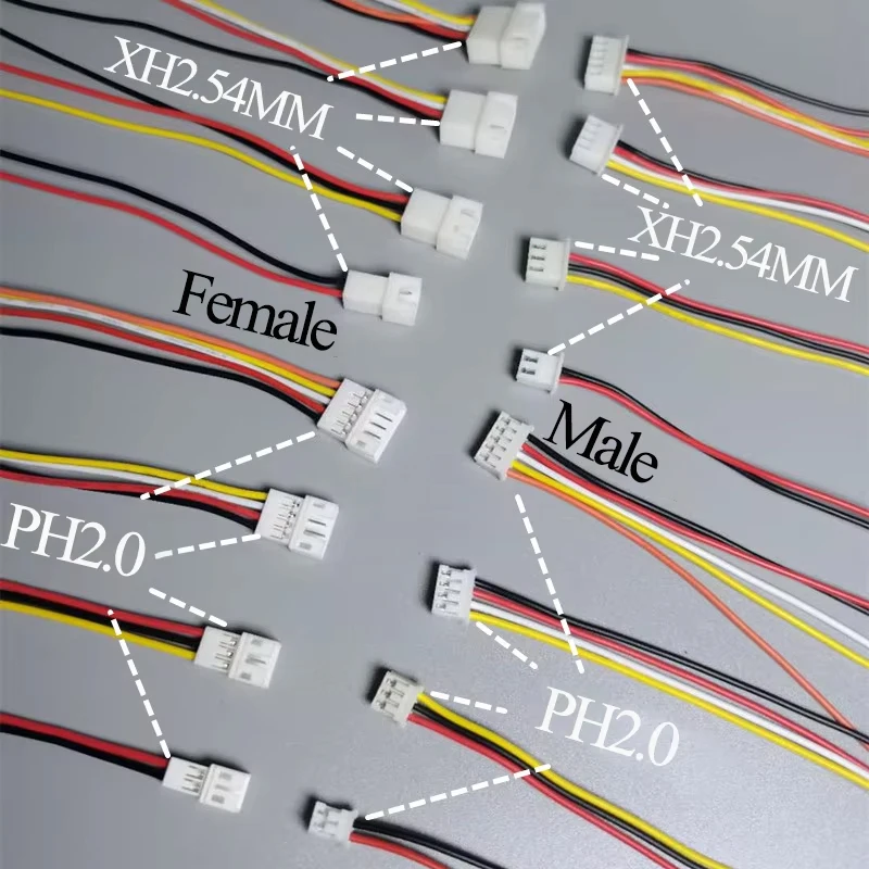 1Pair PH 2.0mm XH2.54MM  2/3/4/5/6 Pin  Female Male Plug / PH2.0 XH2.54MM   Terminal Socket Wires Cables Connector 26AWG 15CM