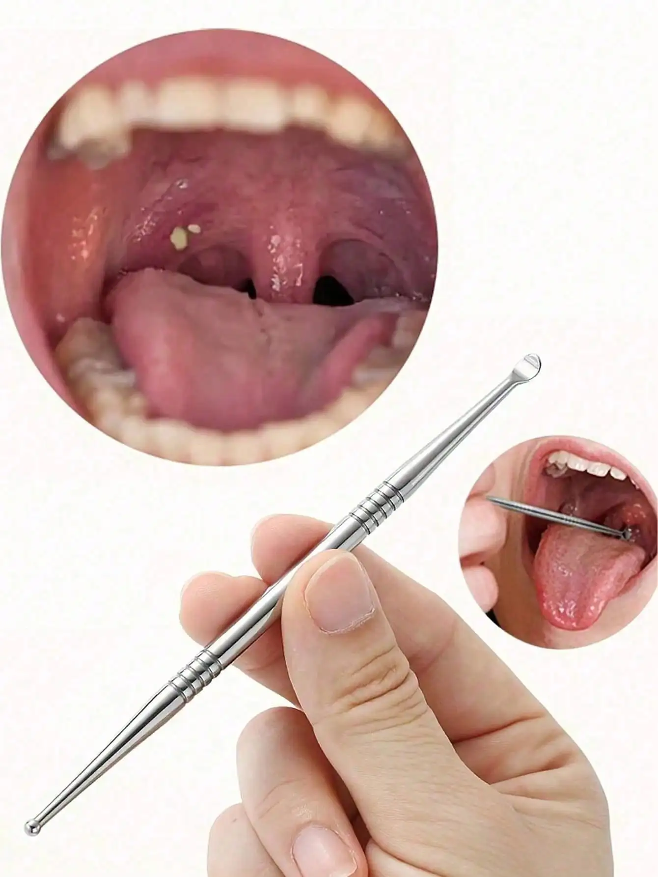 The tonsil stone remover, with an ergonomic handle, can remove tonsil stones and earwax, making it a durable oral care tool,