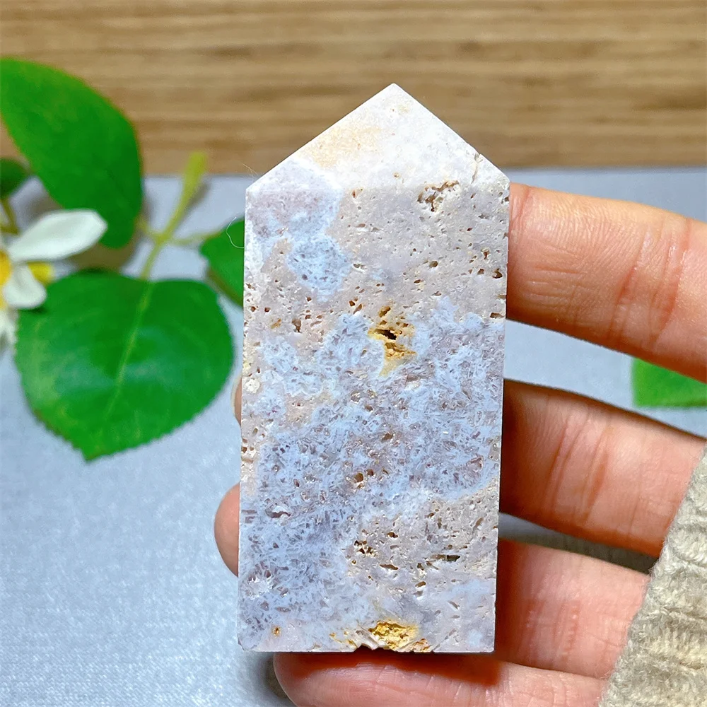 

Pink Amethyst Flower Agate Stone Quartz Tower Point Wand Crystal Natural Healing Mineral Specimen Home Decoration Meditation