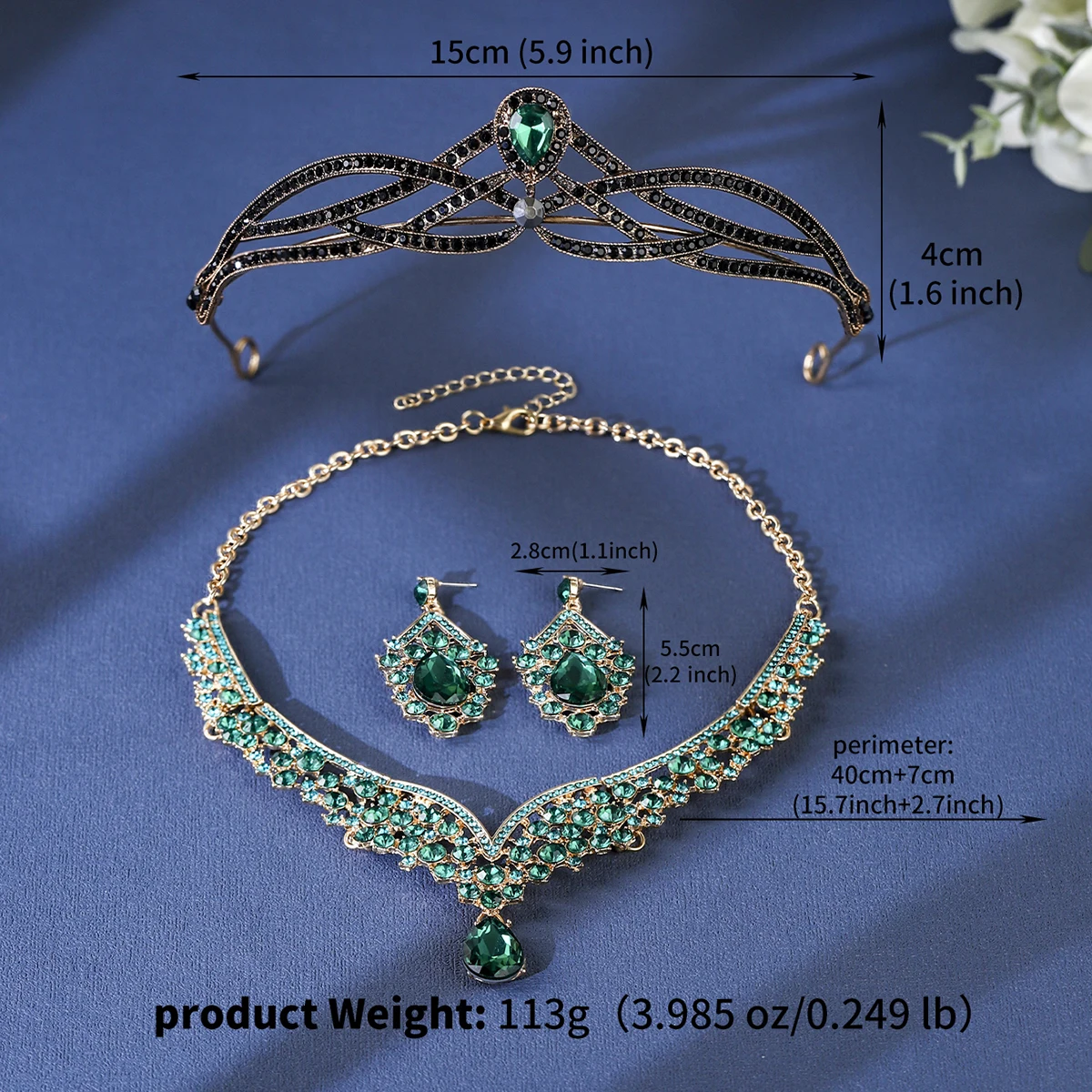Aksesori perhiasan pernikahan pengantin desain elegan kalung dan Anting Set perhiasan pengantin tetesan air kristal berlian imitasi mewah