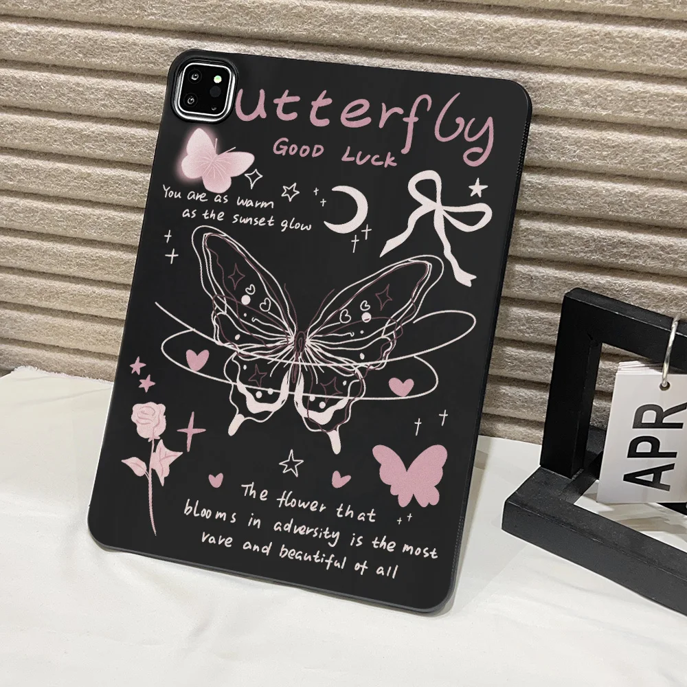 Matte Finish Tablet Case for Apple iPad Pro 9.7 10.5 12.9 13 Air 2 3 11 13 Mini 4 5 6 7 Shell Black Pink Butterfly Rose Y2K Feel