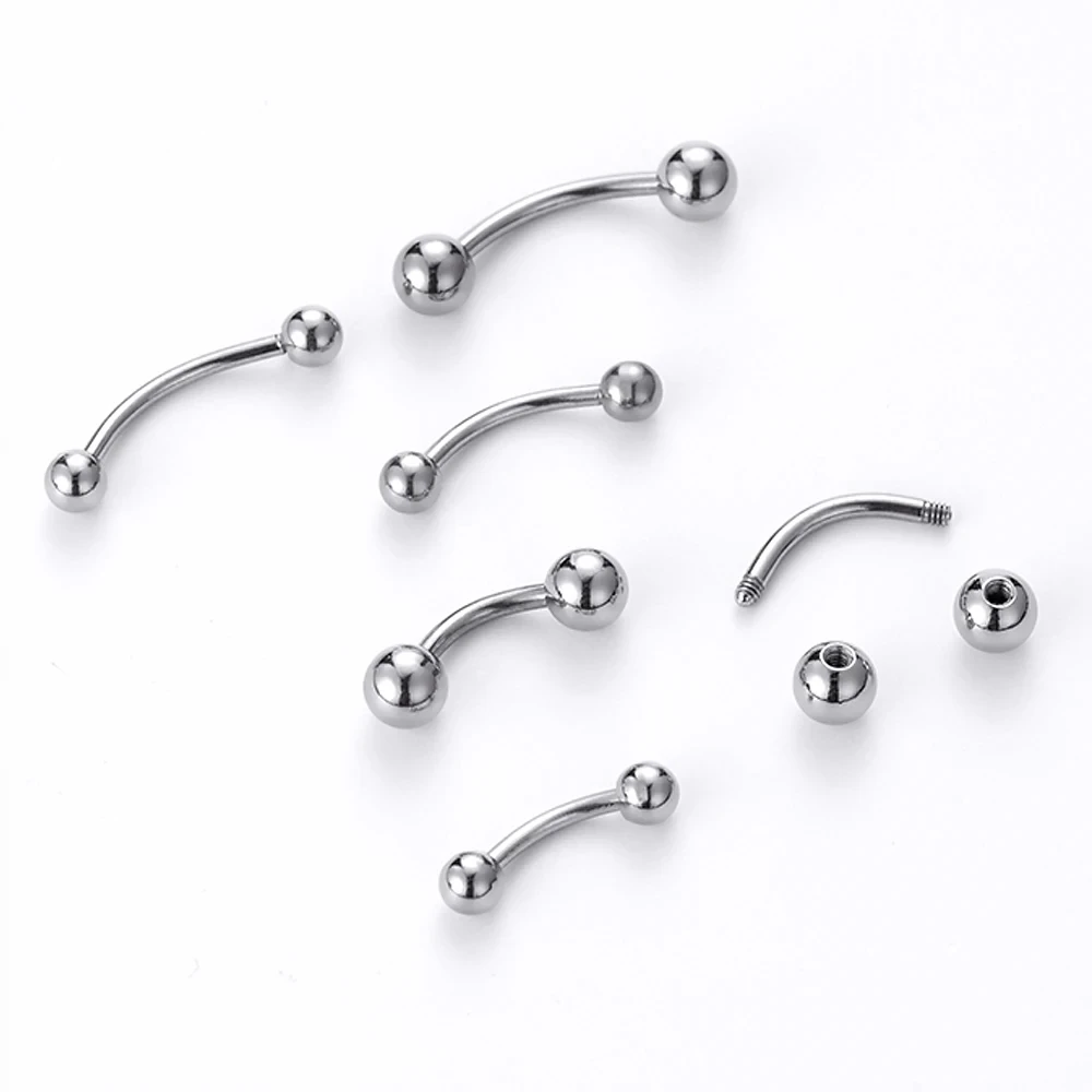 1pc 6-16mm Curved Barbell Banana Piercing Bar 3 4 5 6 8mm Ball Titanium Stainless Steel 14G 16G 1.2mm 1.6mm DIY Body Jewelry