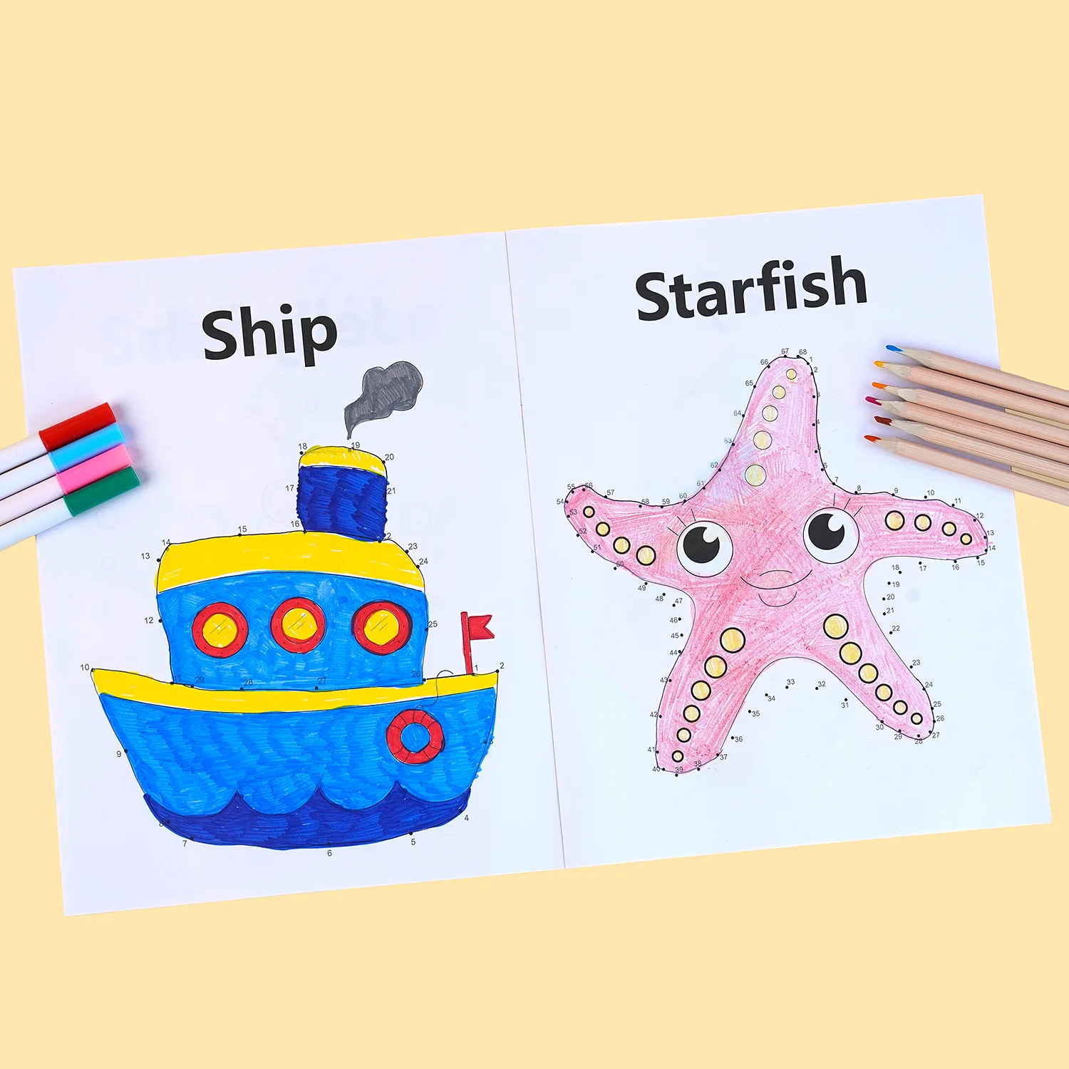 

2-in-1 Jumbo-Sized Kids Dot To Dot & Coloring Book: Ocean Animals Connect The Dots Adventure Creative Drawing Book
