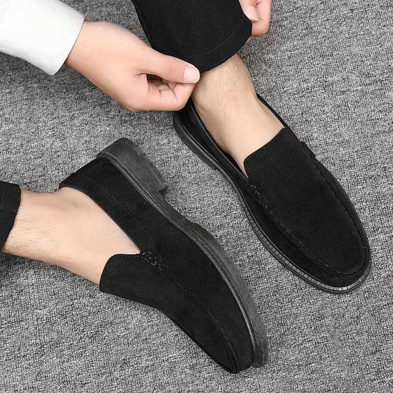 Suede Leather Men's Casual Shoes All-match Loafers Elegantes Moccasins Breathable Slip on Flats Leisure Walk Male Driving Shoes
