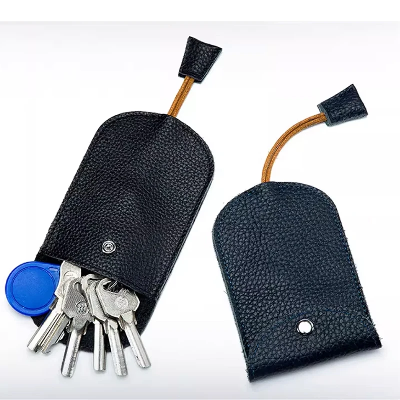 Genuine Leather Hasp Key Sleeve Keychain Smart Key Holder Car Key Wallet Organizer Car Key Storage Housekeeper Bag Coin Purse
