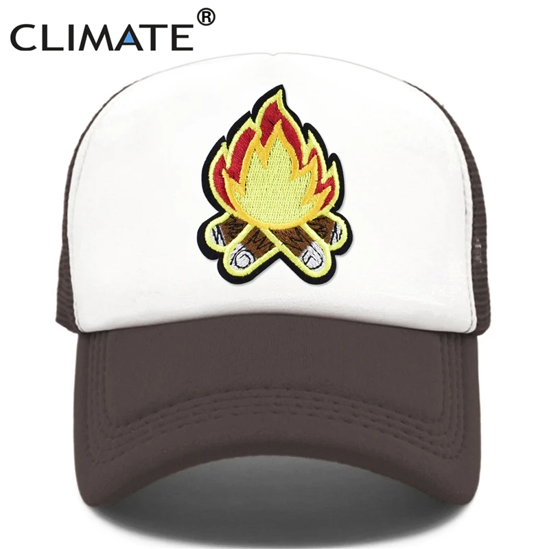 CLIMATE Campfire Camper Trucker Cap Camping Hiking Mesh Cool Cap for Outdoor  Baseball Cap Summer Camp Cool Mesh Caps Men