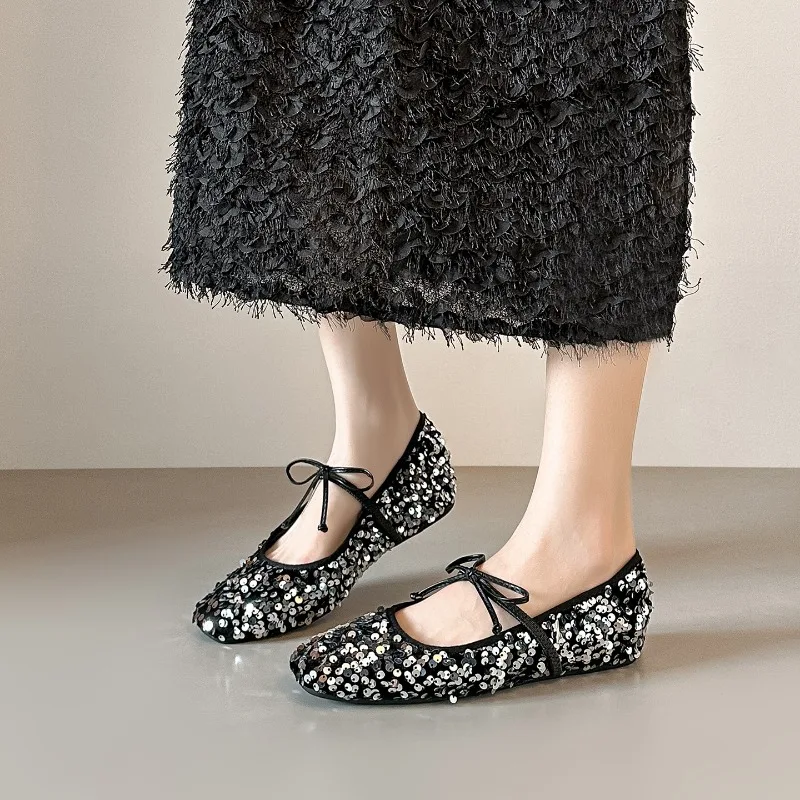 

2026 New Women's Mary Jane Shoes Exquisite Bling Casual Shoes for Woman Fashion Ballet Flat Shoe Designer Shoes Zapatos De Mujer