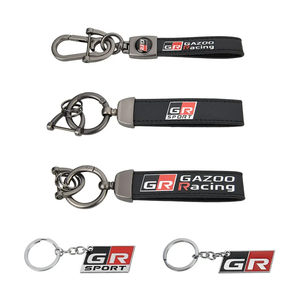 For Toyota Trd Corolla Rav4 Yaris Chr Hilux Prius Camry GR SPORT GAZOO RACING Badge Car Key Chain Key Anti Loss Rope