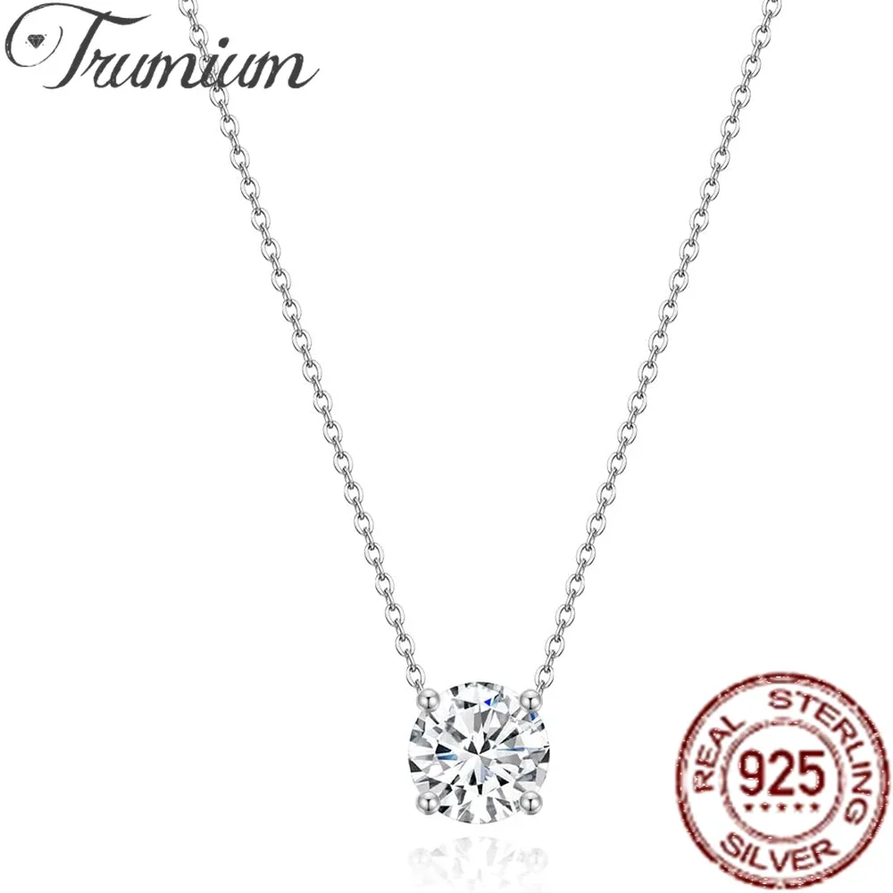 

Trumium 1.5CT 925 Sterling Silver Necklaces for Women Solitaire CZ Round Pendant Necklace Dainty Necklace Wedding Jewelry