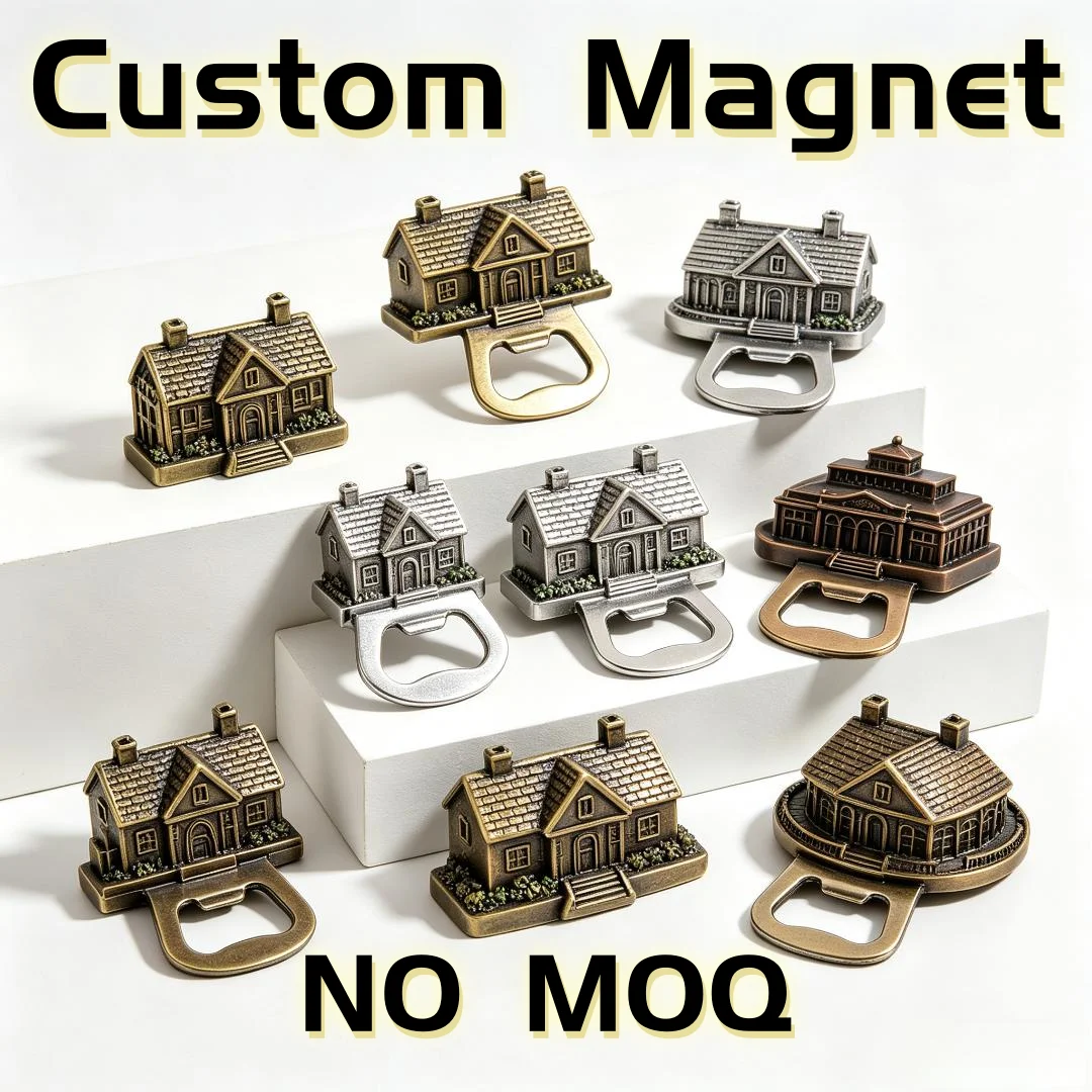 Custom Wholesale Vintage Metal Fridge Magnet Custom Printed With Logo 3D Zinc Alloy Metal Beer Bottle Opener Refrigerator Magnet