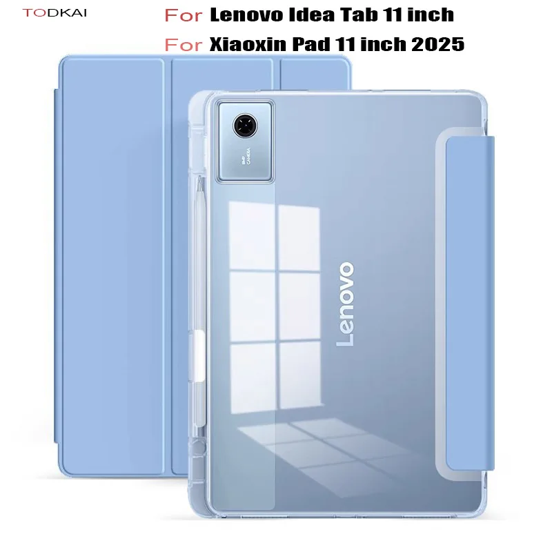 

For Lenovo Tab Idea Tab Tablet 11"Case Tb336fu Folding Stand Acrylic Clear Hard Funda For Xiaoxin Pad 2025 with Pen Holder