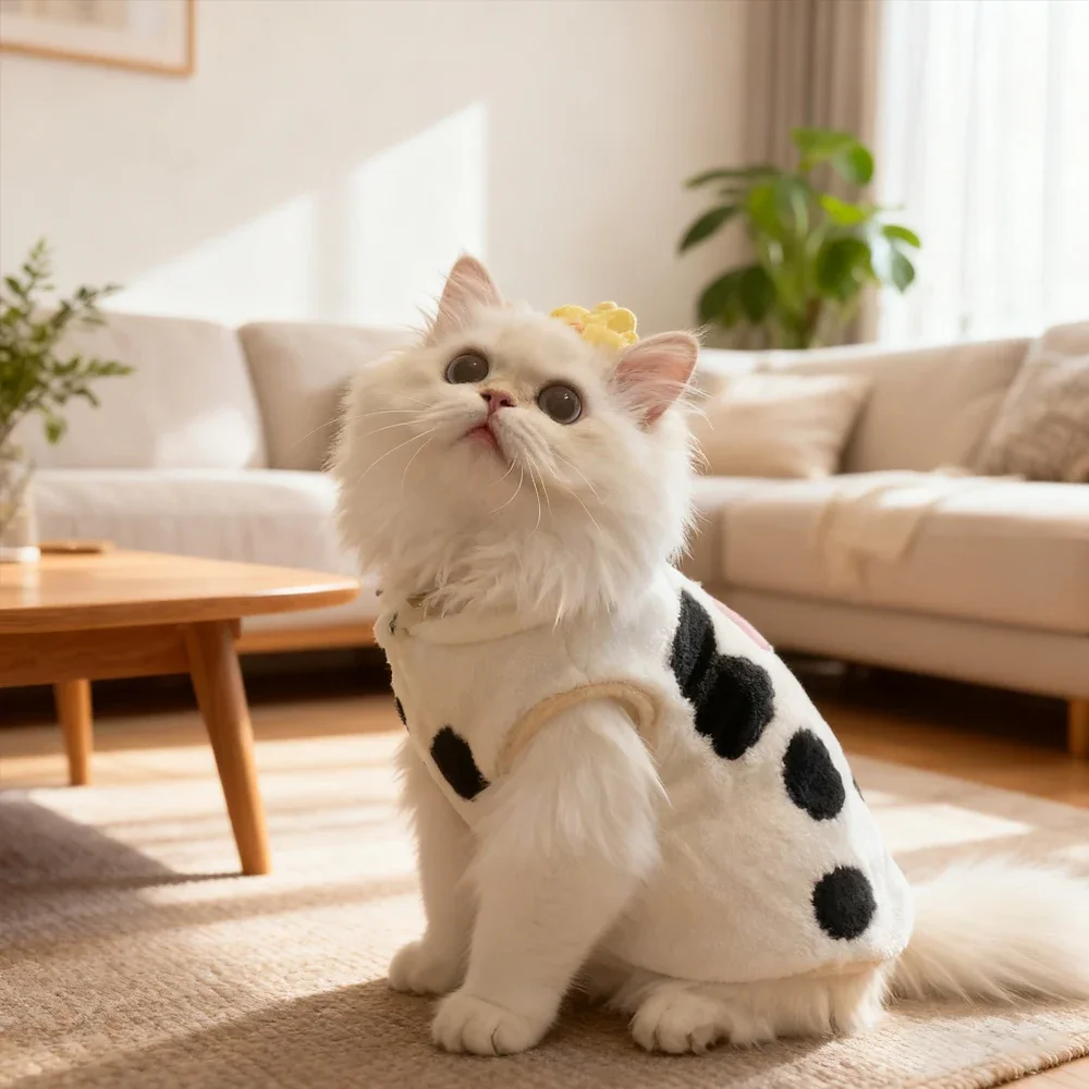 

Очаровательный комплект одежды для кошек Dairy Farm — жилет без рукавов премиум-класса на плюшевой подкладке для зимнего тепла и комфорта