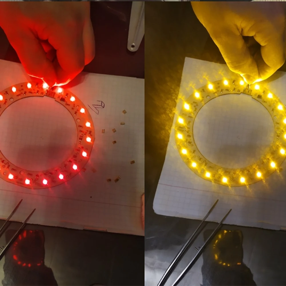 ABZV-100PCS 3528 Amber + Kuning PLCC-4 Tiang Terbalik, 617Nm + 587Nm, 50MA 2V 0.1W Bicolor SMD Lampu LED Manik-manik Cahaya LAYT67B
