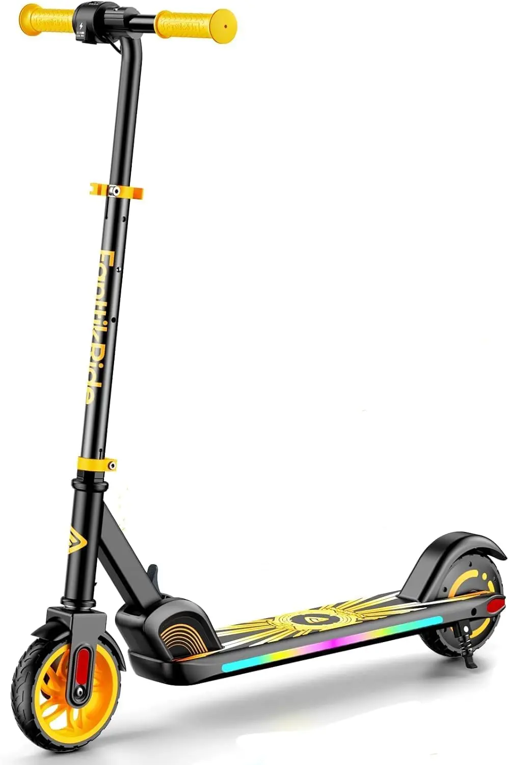 

Kids Electric Scooter with Bluetooth Speaker & Colorful Lights, Adjustable Height for Ages 8-12, 5 Mile Range