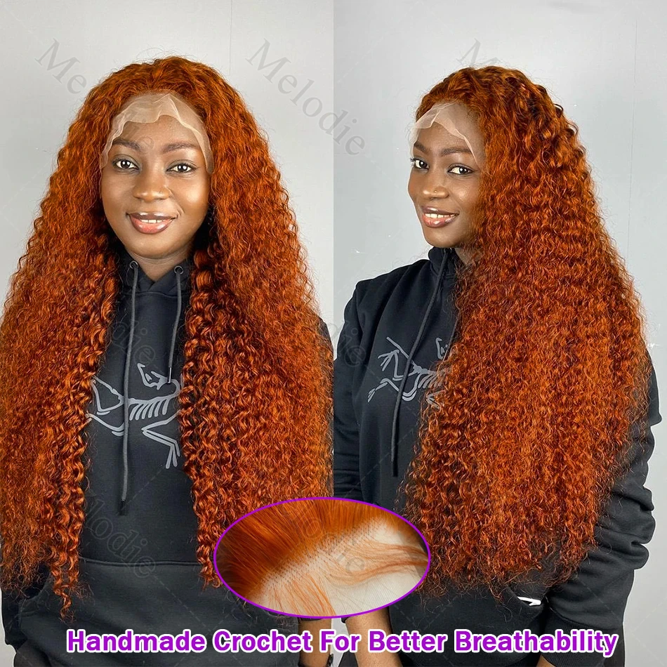 Melodie Deep Wave Ginger Lace Front Wig Human Hair 13X6 HD Lace Frontal Curly Wigs Orange Colored Water Wave Brazilian For Women