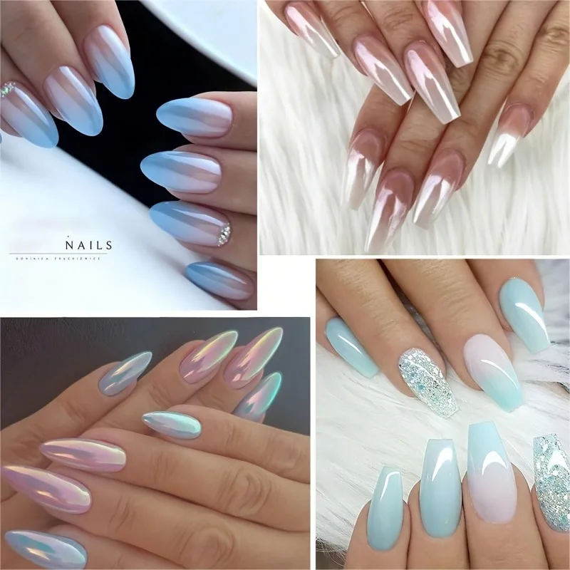 Auroras-メタリックネイルパウダー,ミラー効果,ホログラフィック,マニキュア,顔料,ネイルアート,6個