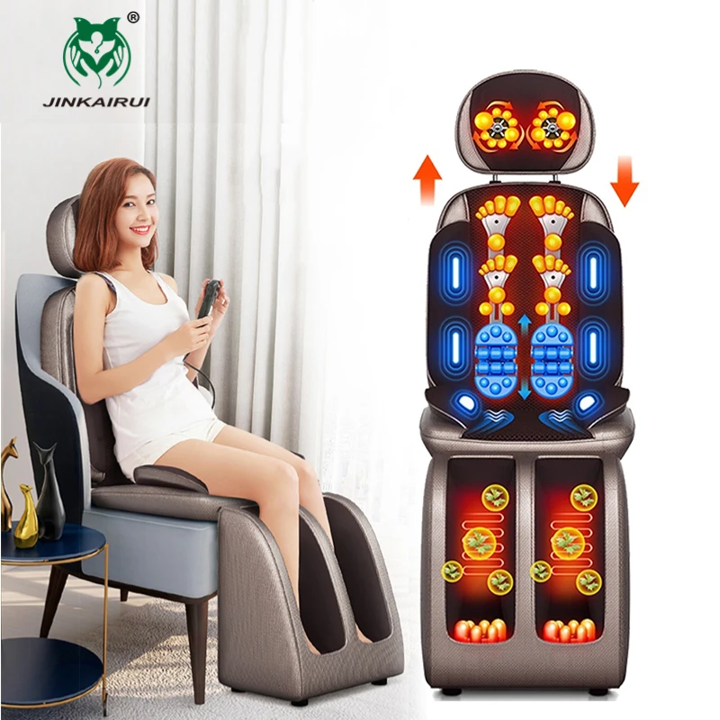 

JinKaiRui Electric Body Massage Chair Cervical Neck Back Massager Cushion Vibrate Kneading Heated Shaitsu Relaxation Health Care