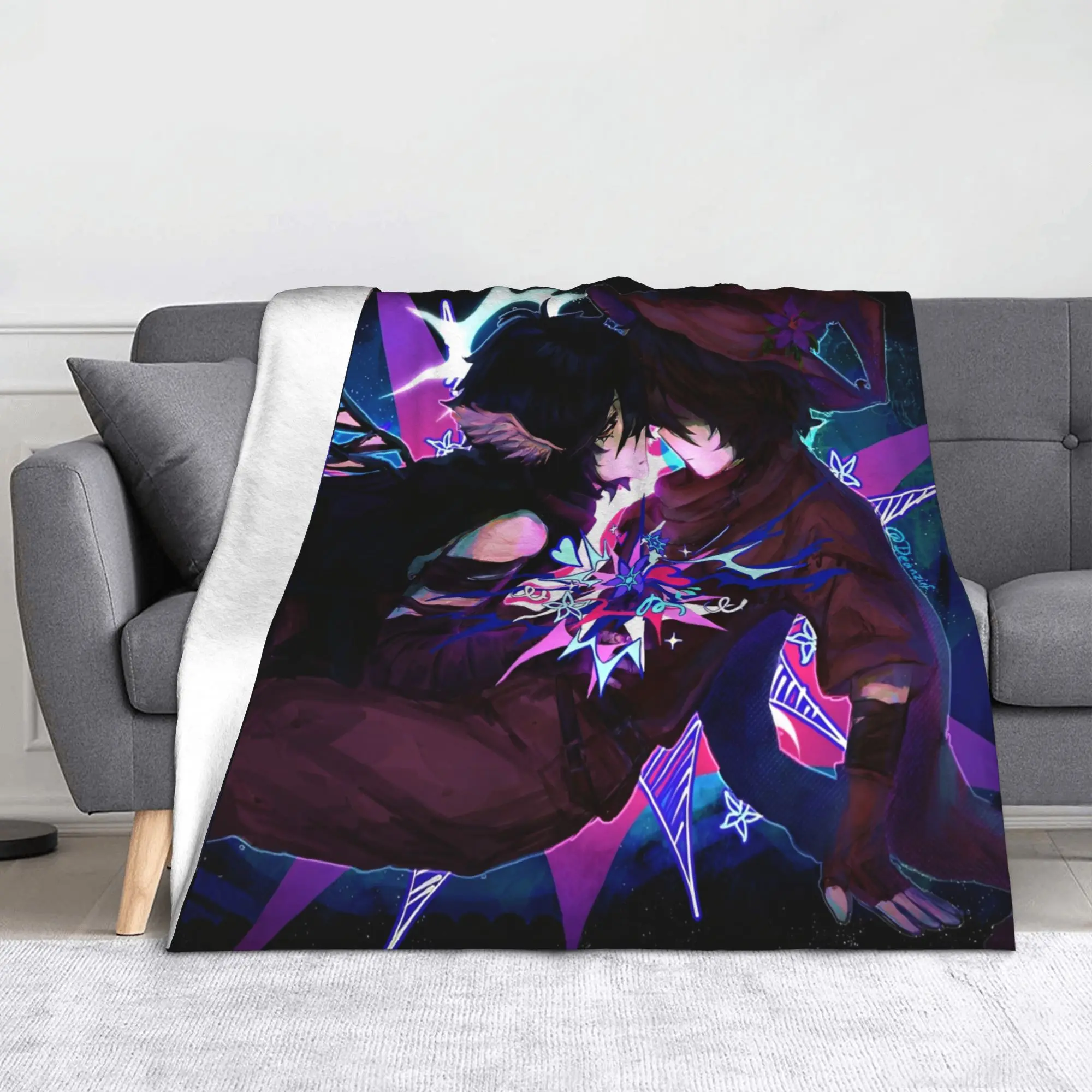 Azuretime أنيمي بطانيات محبوكة المخملية Azure وقتين بطانية رمي فائقة النعومة لسيارة أريكة الأريكة غرفة نوم لحاف #1