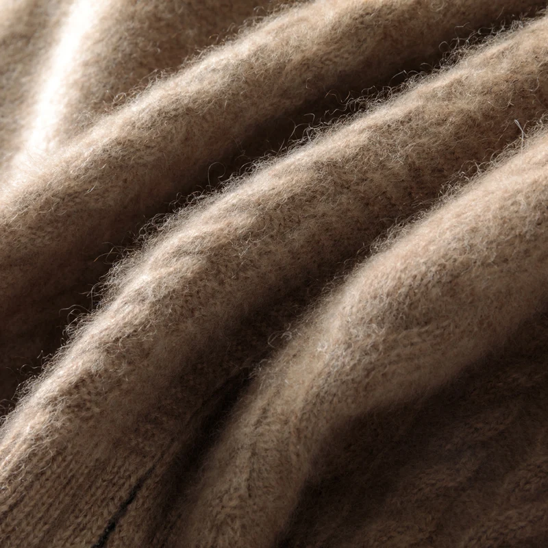 100% Pure Wool Coat Men's Stand up collar Knitted Zipper Cardigan Casual Business Solid Color Jacket Winter Thick Men's Clothing