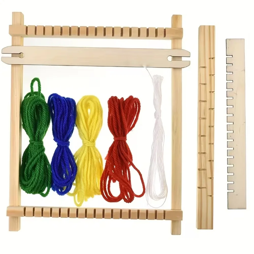 

DIY Starter Kit Wooden Wooden Weaving Loom Detachable Lightweight Hand-Knitting Machine Mini Weaving Craft Kit Educational Use
