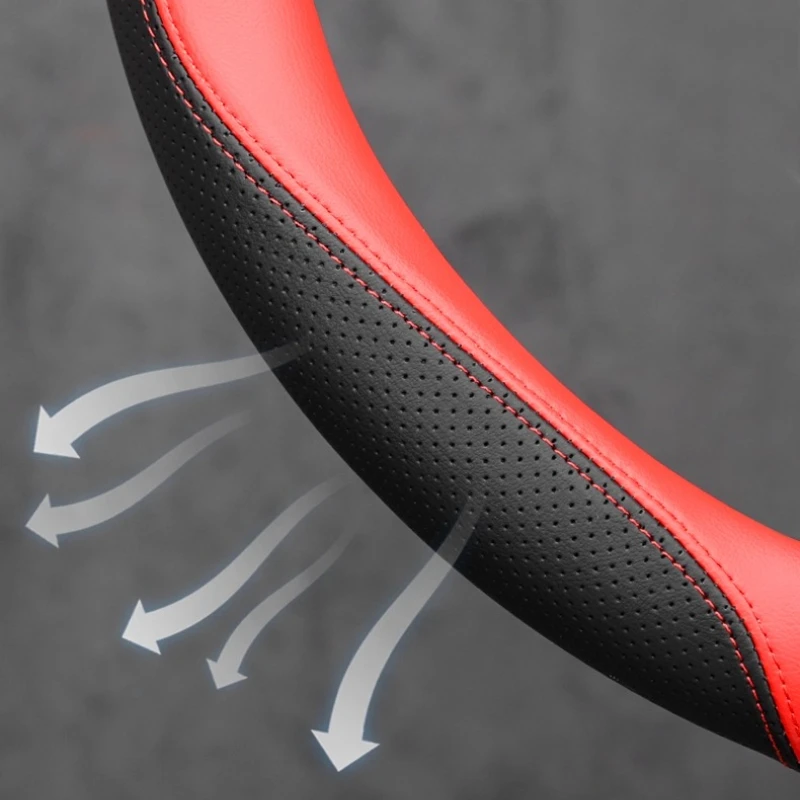 For JAGUAR XEL XJ F-PACE XFL E-PACE XE XF Leather Steering Wheel Cover Wrap Anti Slip Breathable Car Interior Accessory