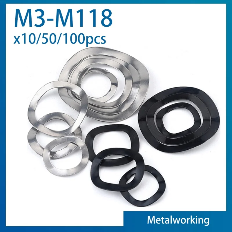 65# Mangnese Steel M3 M4 M5 M6 M8 M10 M12 M14 M16 M19 M21 M24 M27-M118  Wave Washer 3/5/6/7 Wave Crest Type Gasket Spring Washer