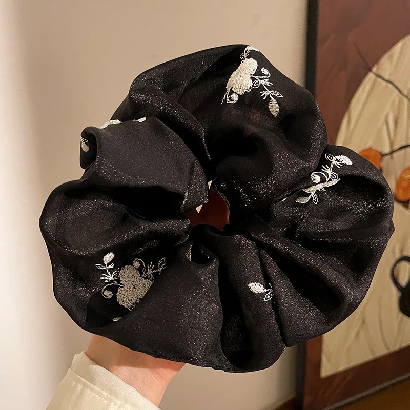 1 قطعة حلقة الشعر المطرزة زهرة الراقية شريط مرن إكسسوارات الشعر لتزيين ذيل الحصان