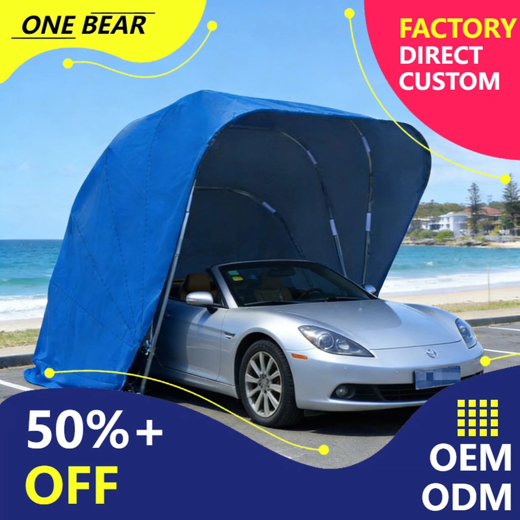 

Any Size Custom Fully Automatic Folding Carport Waterproof Sunshade Mobile Garage Outdoor Parking Shelter Durable Oxford Fabric