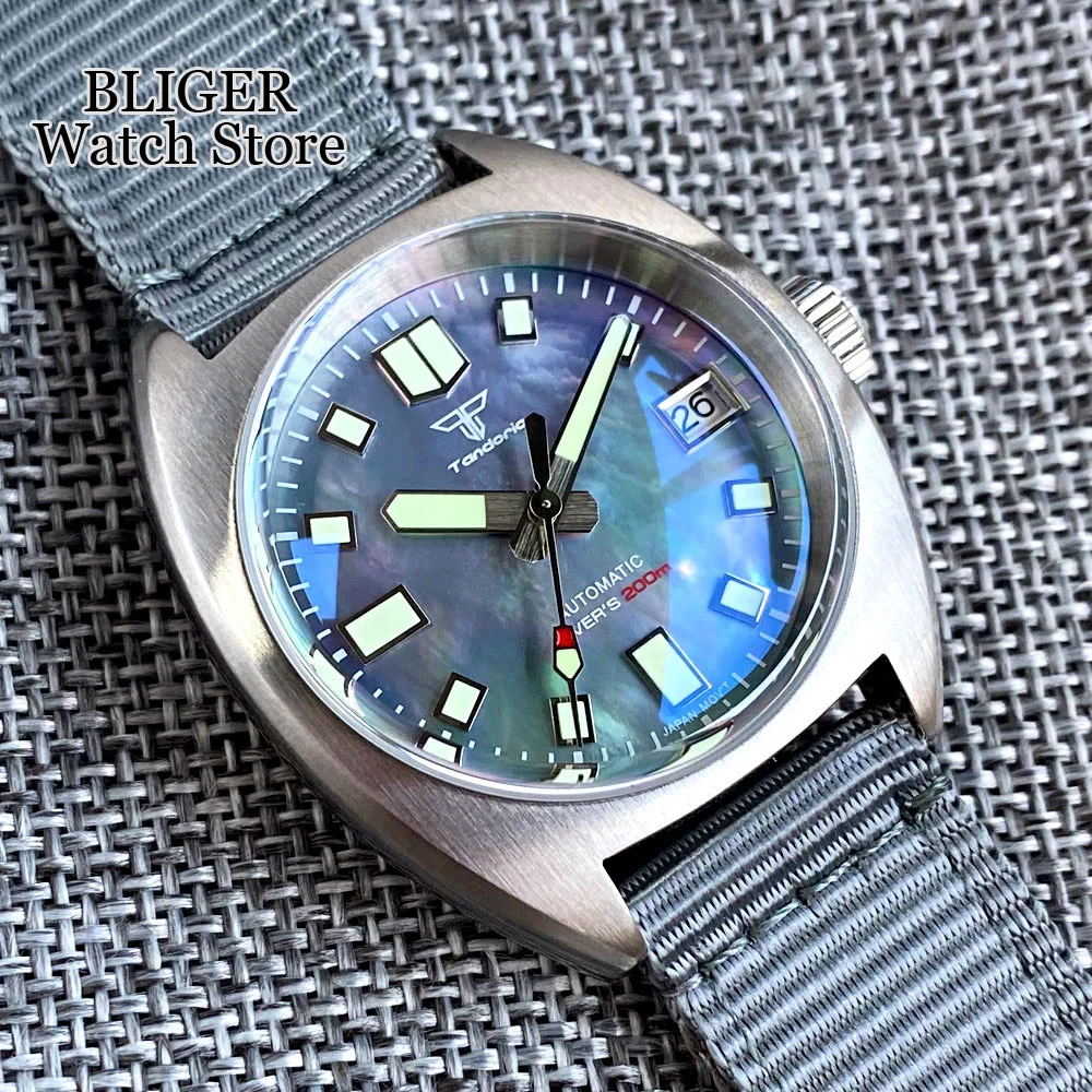 

36mm Tandorio NH35 PT5000 Automatic Dive Men Watch 200M Water Resistant AR Domed Sapphire Glass Lumes Screw Crown Lady Watches