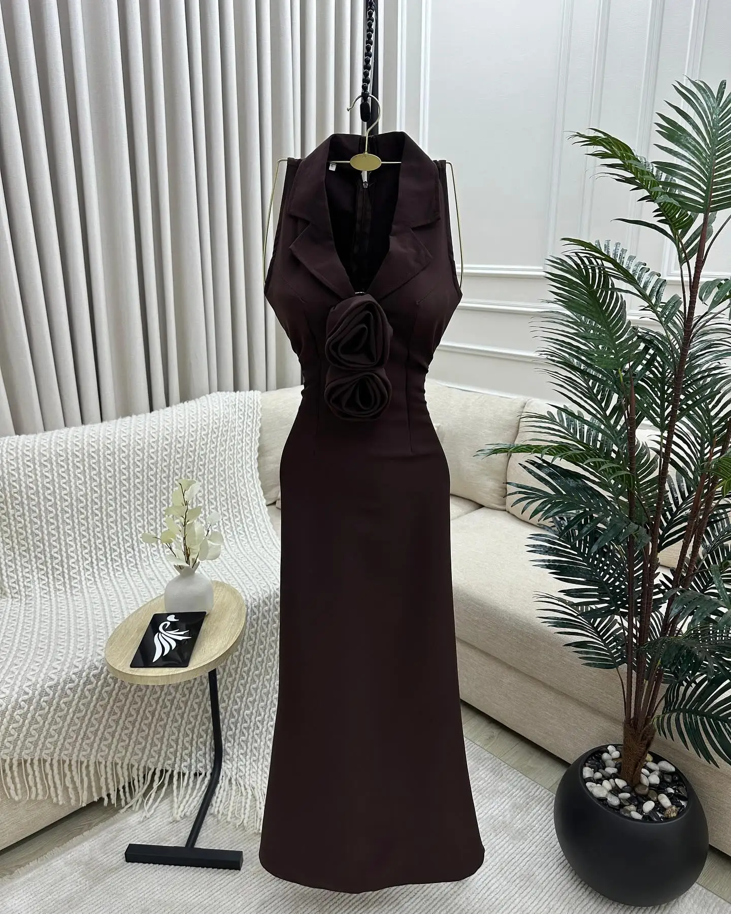 Customized Temperament Mermaid Halter Evening Dresses Graceful Flowers Pleats Jersey Photo Color Vestido De Festa Robe de soirée